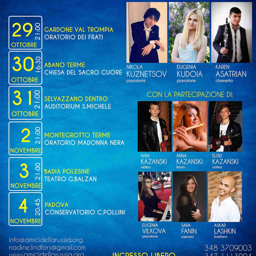 X tournée musicisti russi 2016