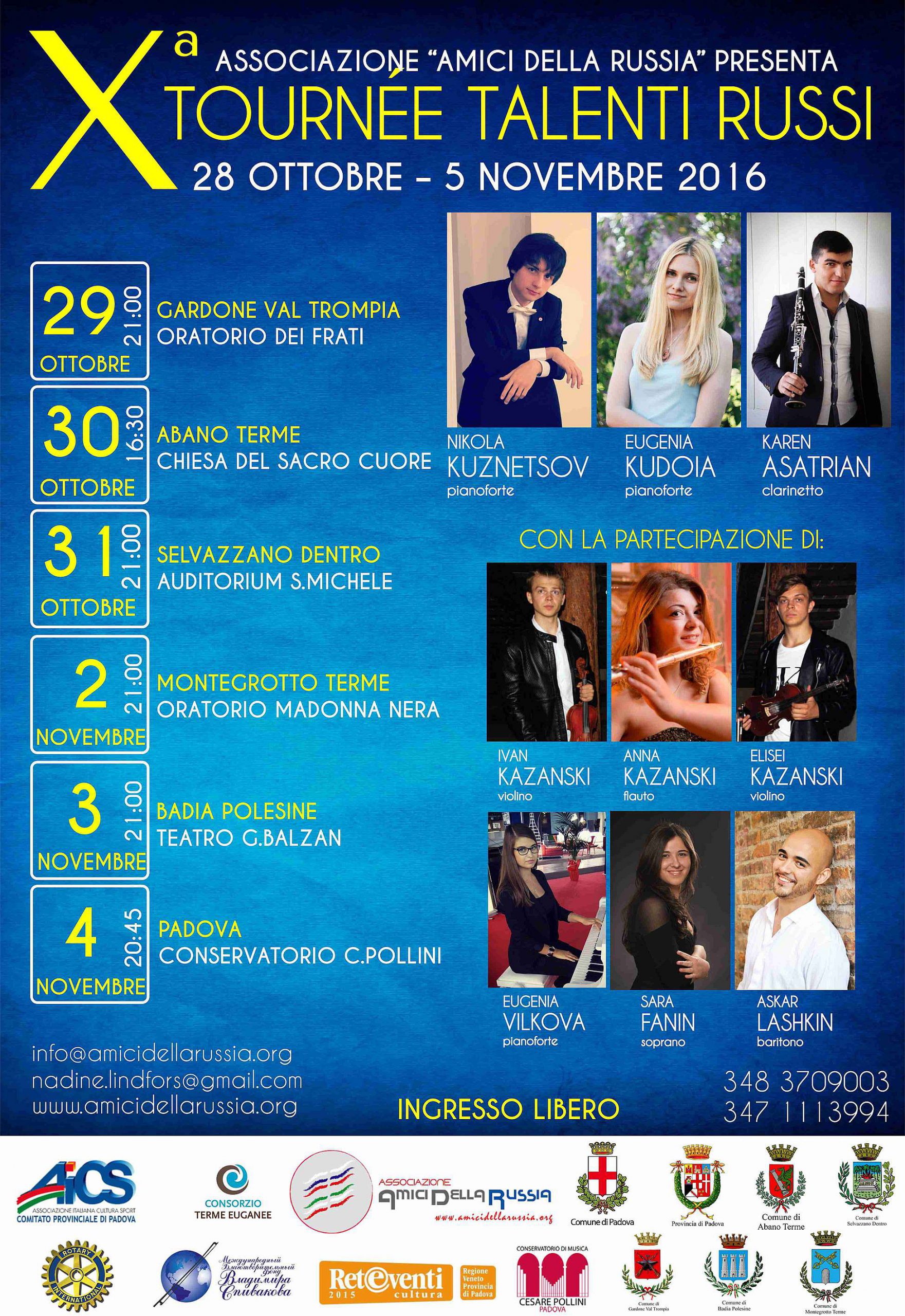 X tournée musicisti russi 2016
